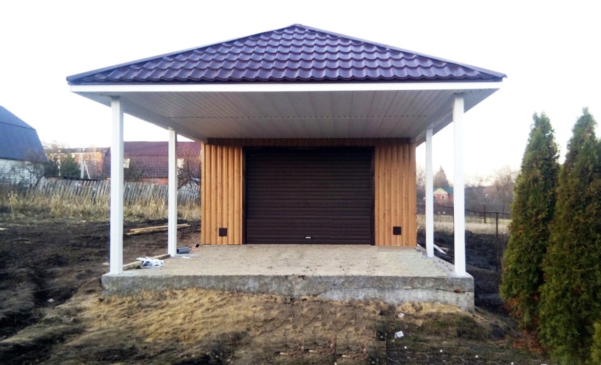 Гараж с навесом фото