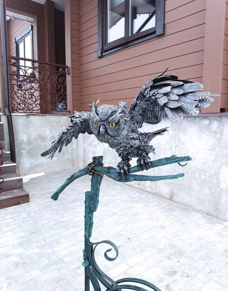 Кованая  металлическая фигура сова 
