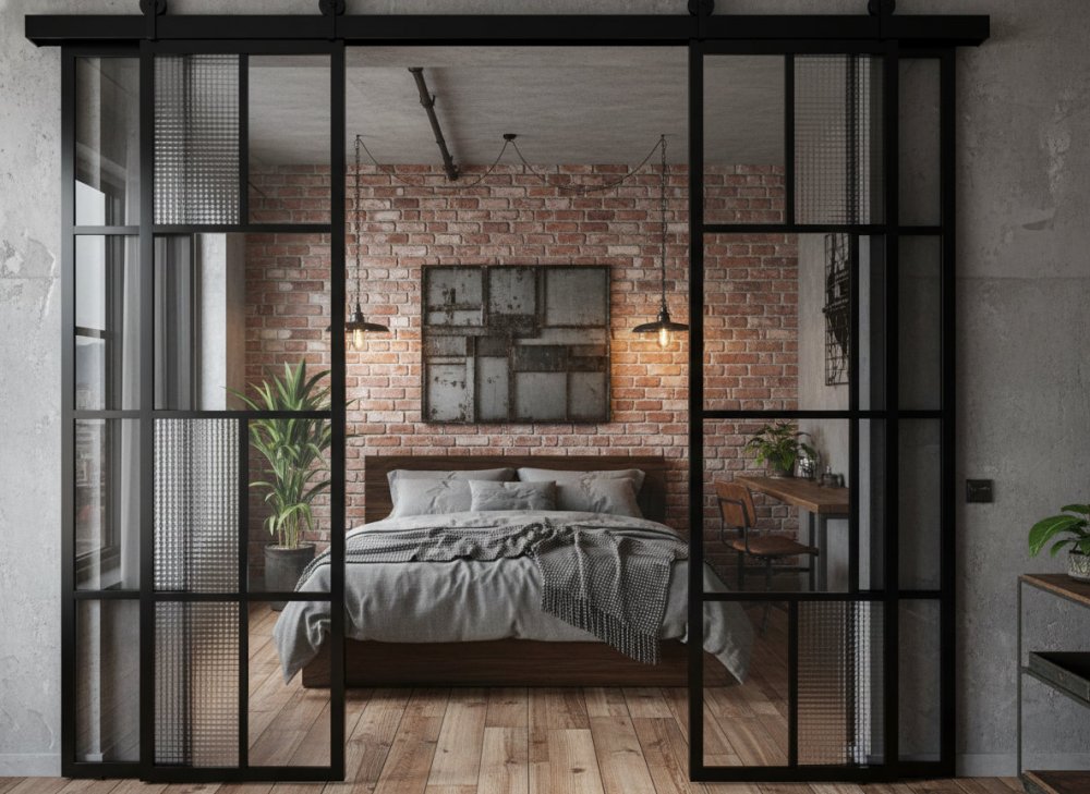 Перегородки в спальню раздвижные для дома LOFT №8