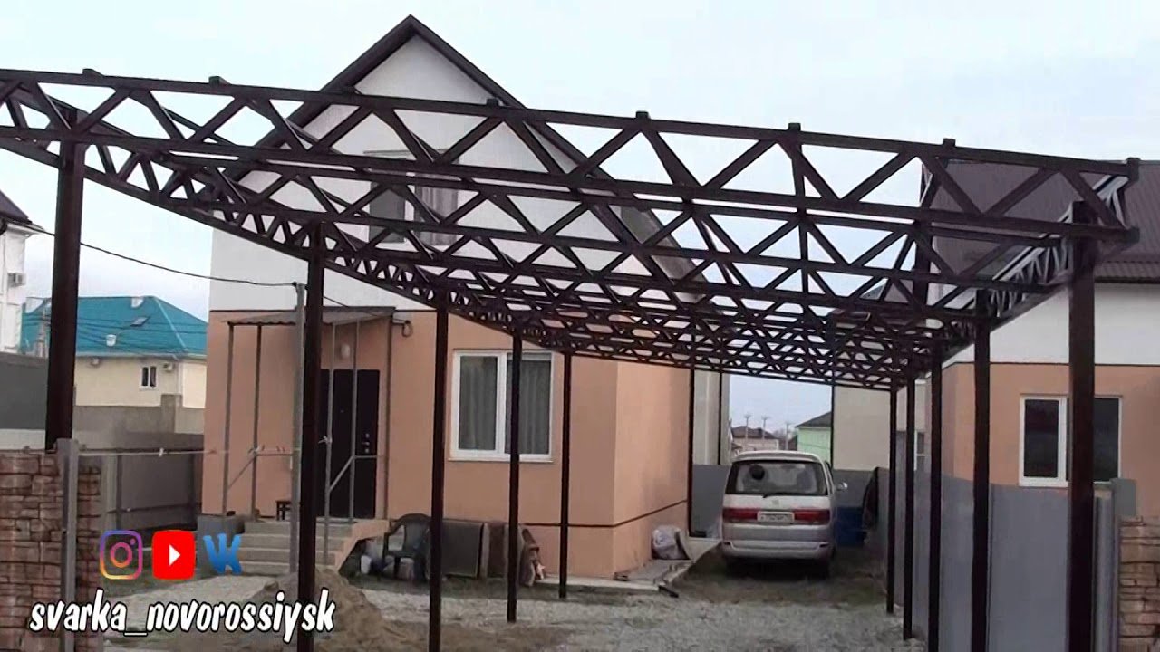 Односкатная крыша навес к дому